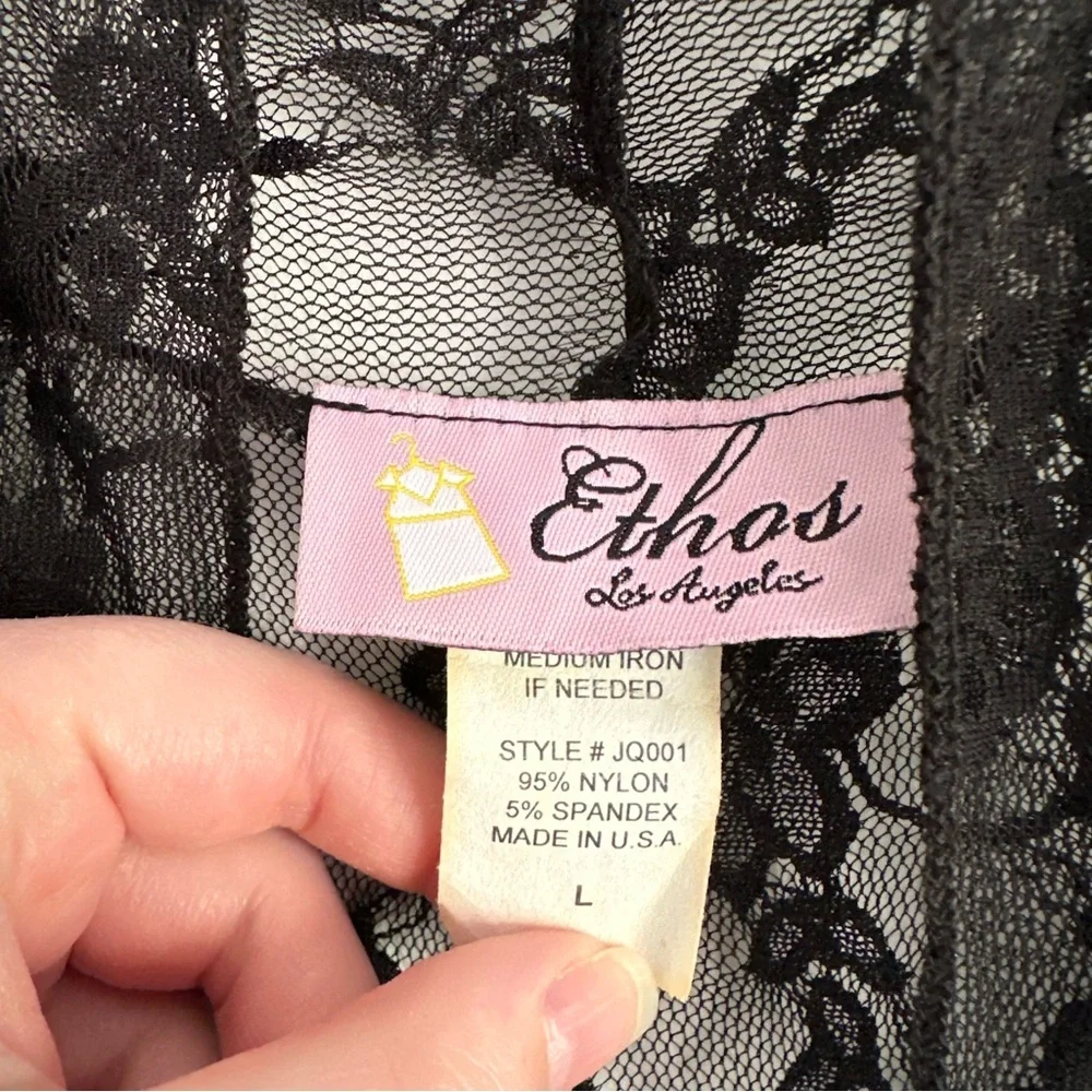 Vintage Ethos Duster Black Lace Floral Whimsigoth Goth Fairy Mesh Flare Sleeve - Picture 7 of 15